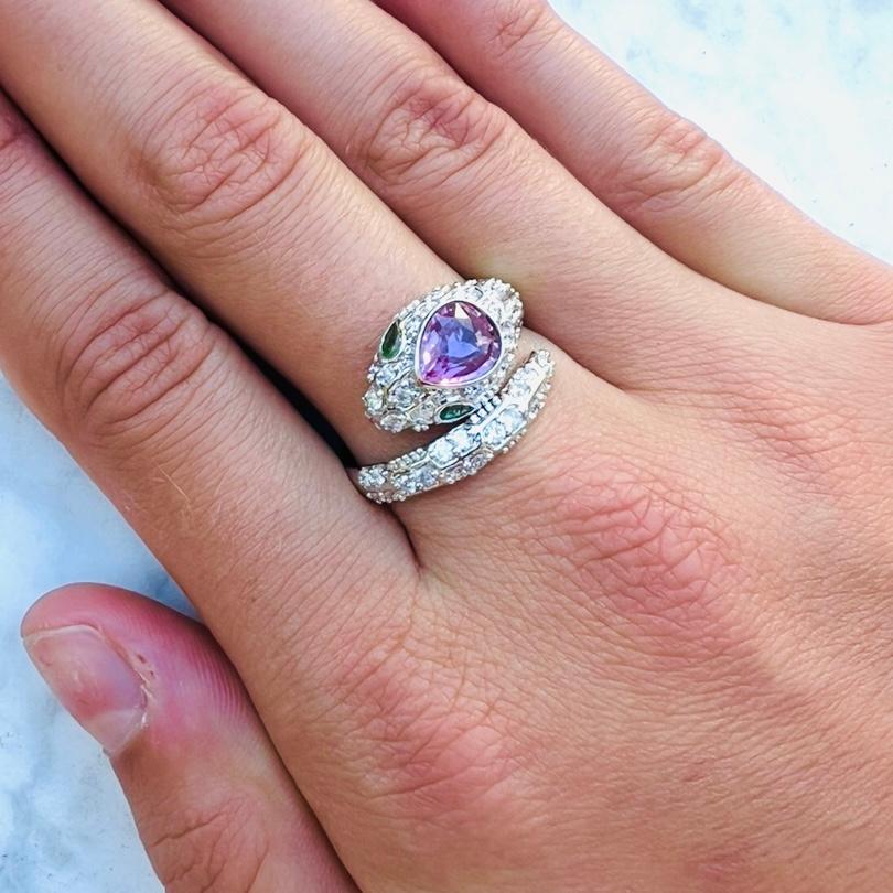 No Heat Padparadscha Saphir & Diamant Schlangenring im Zustand „Hervorragend“ im Angebot in San Francisco, CA