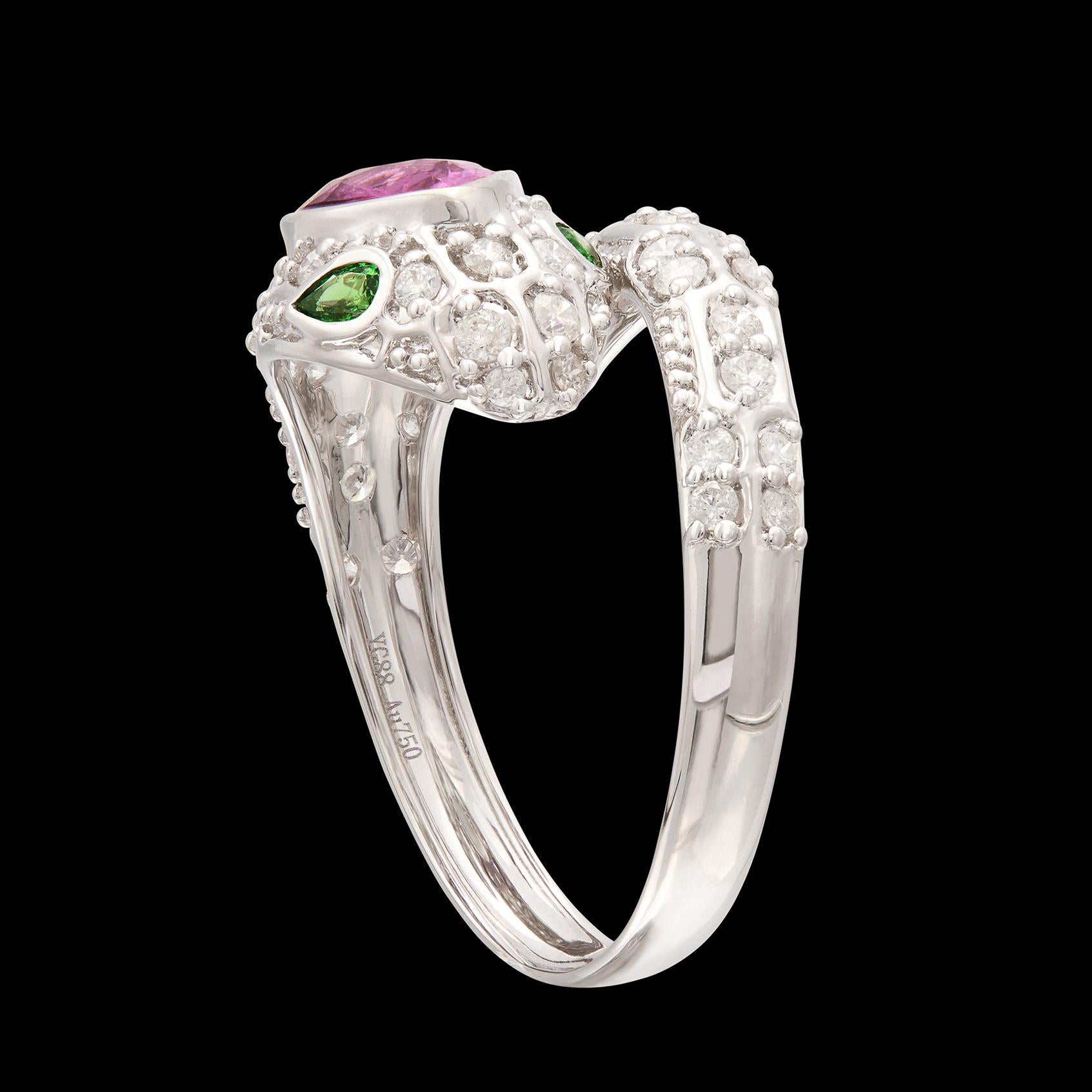 No Heat Padparadscha Saphir & Diamant Schlangenring Damen im Angebot