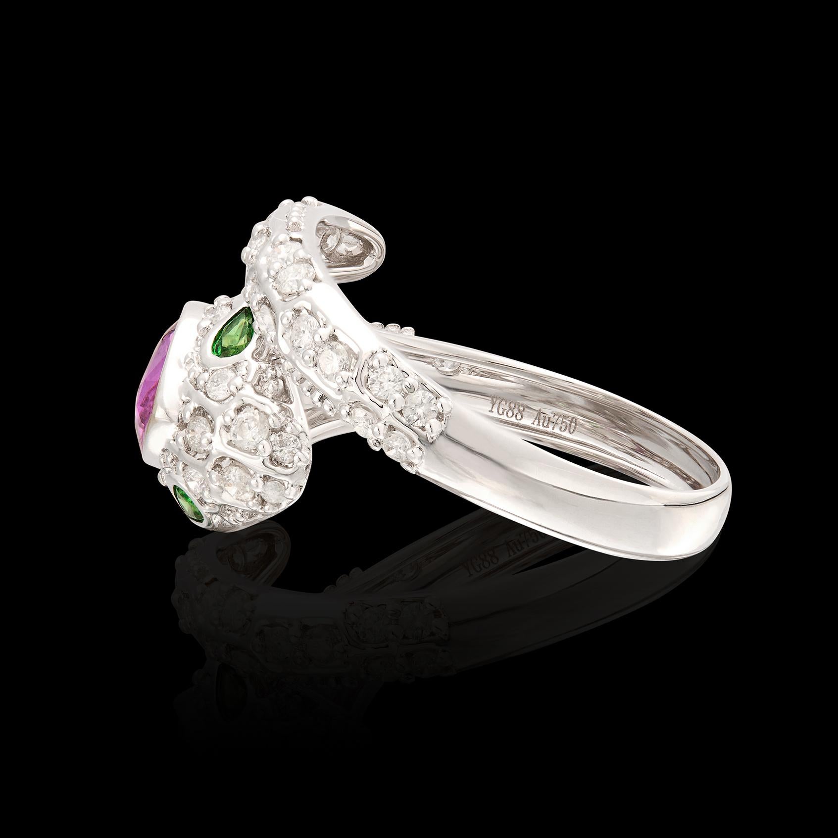 No Heat Padparadscha Saphir & Diamant Schlangenring im Angebot 1