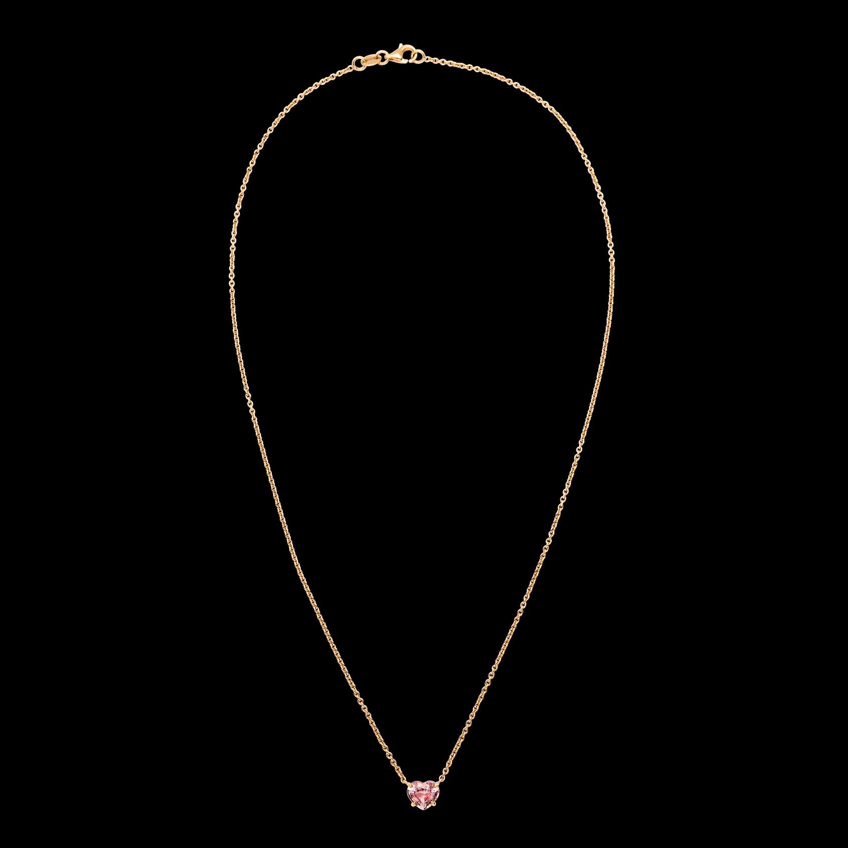 Charmant collier en saphir rose et or 18k en vente 2