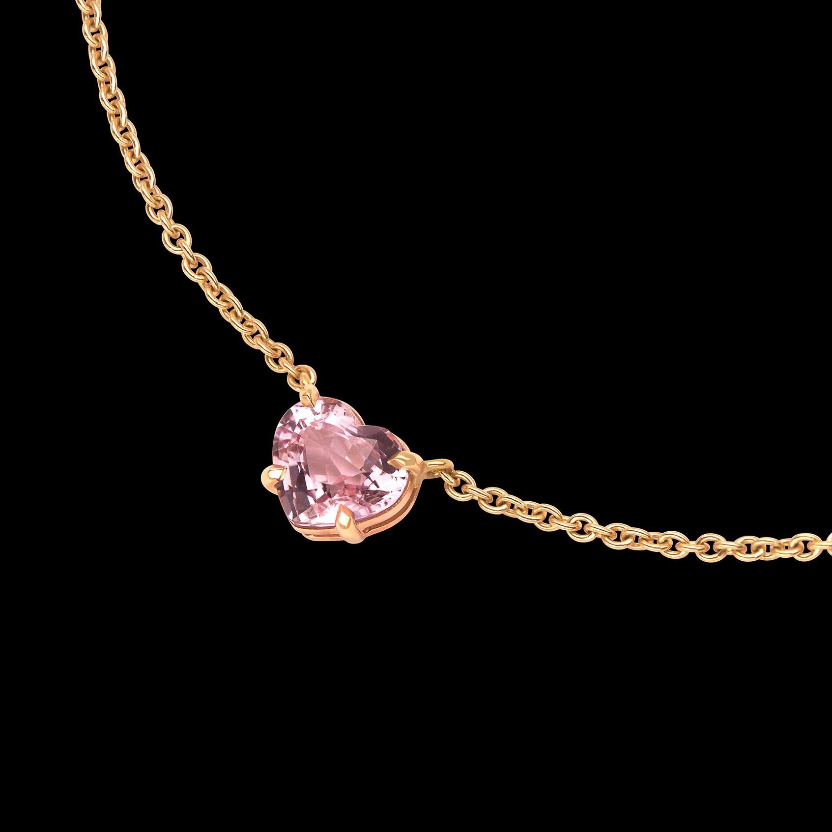 Charmant collier en saphir rose et or 18k Pour femmes en vente