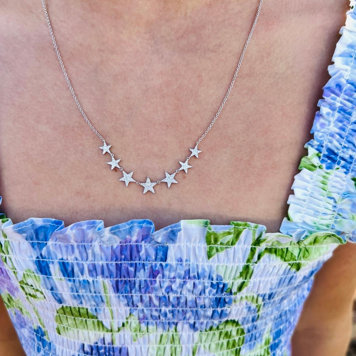 Collana con diamanti e oro bianco 14k in vendita 1