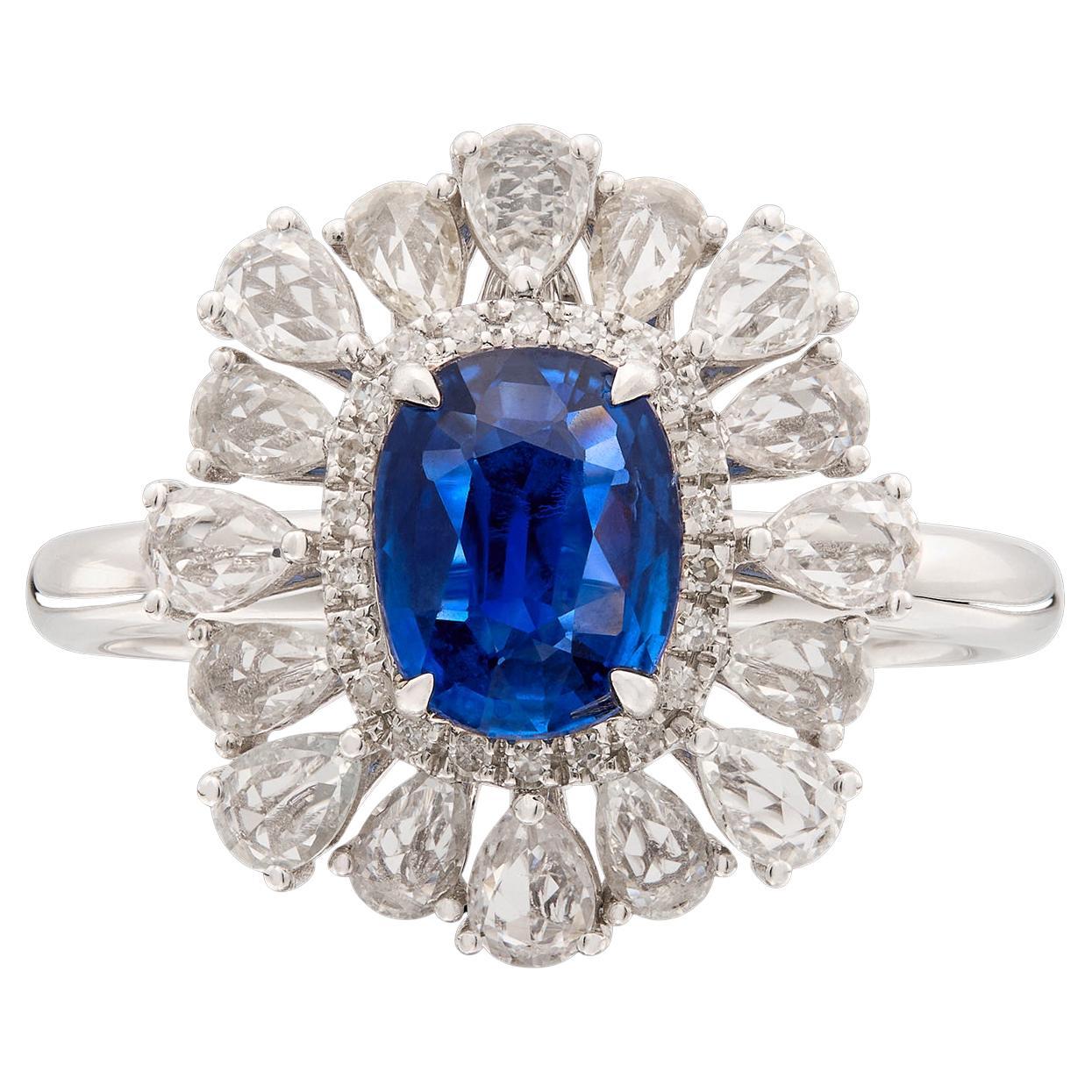 Anello con zaffiro blu e bianco e diamante Vivid Diamonds