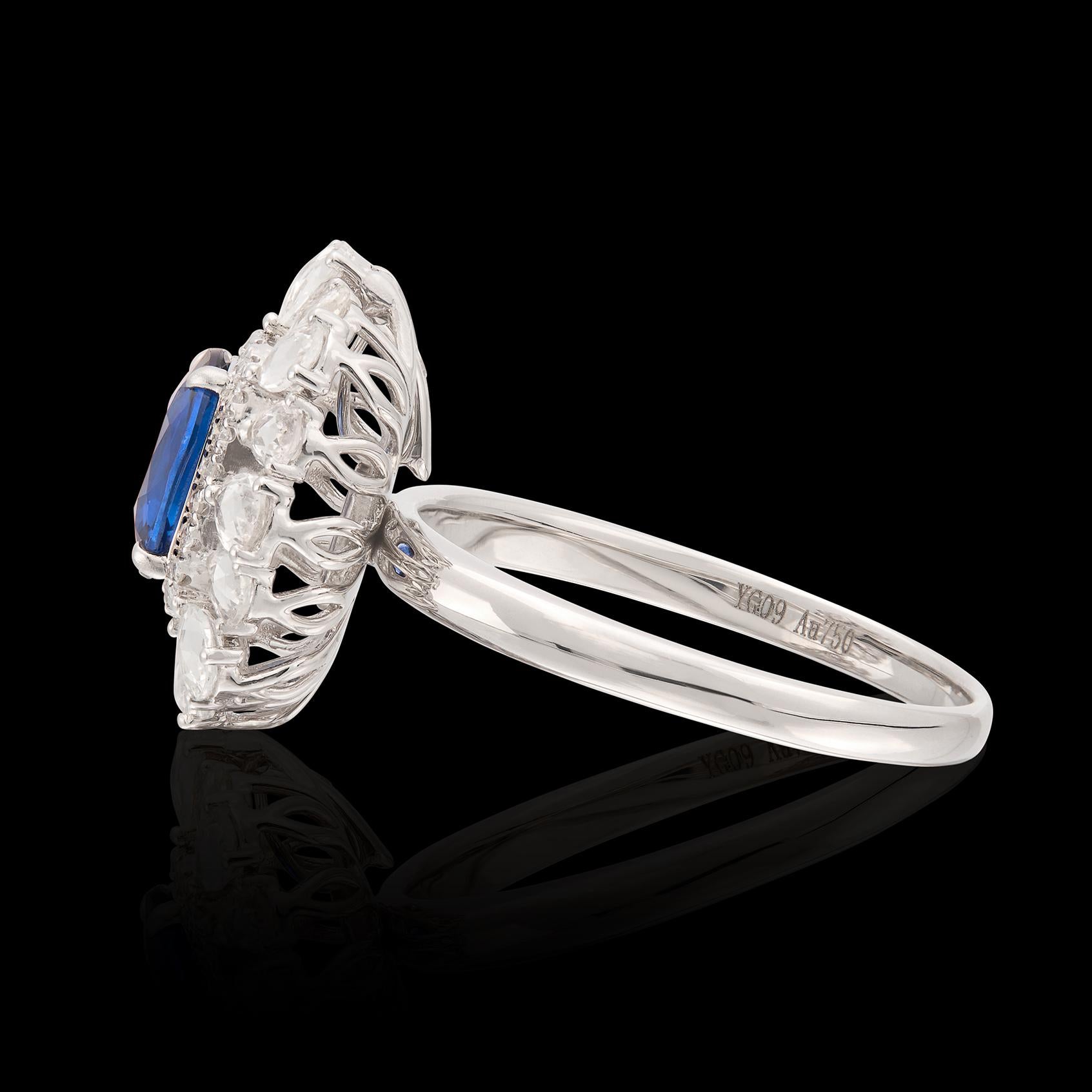 Lebendiger Ring aus blauem und weißem Saphir und Diamant im Zustand „Hervorragend“ im Angebot in San Francisco, CA