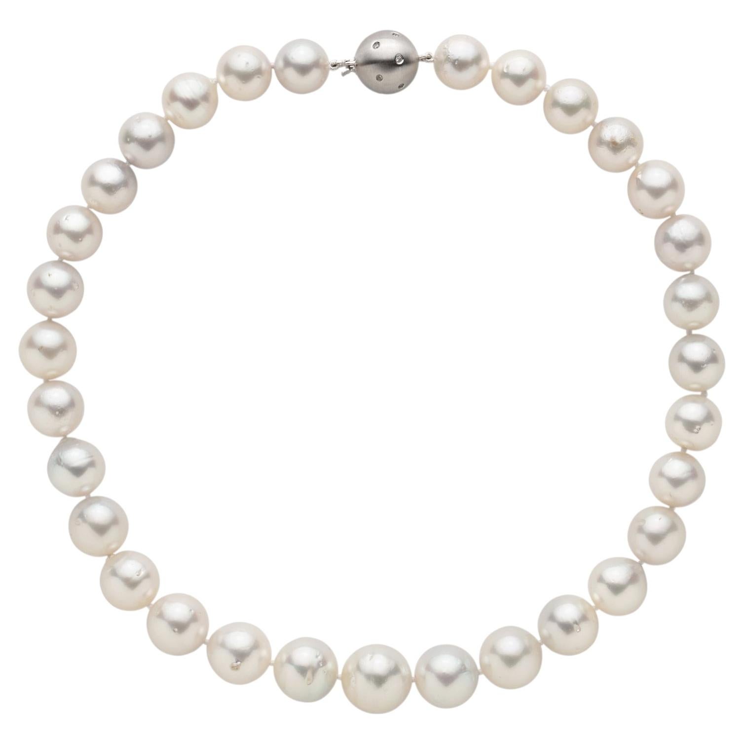 South Sea Pearl Necklace on White Gold Diamond Ball Clasp