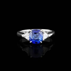 GIA Unheated Blue Sapphire Diamond Engagement Platinum Ring