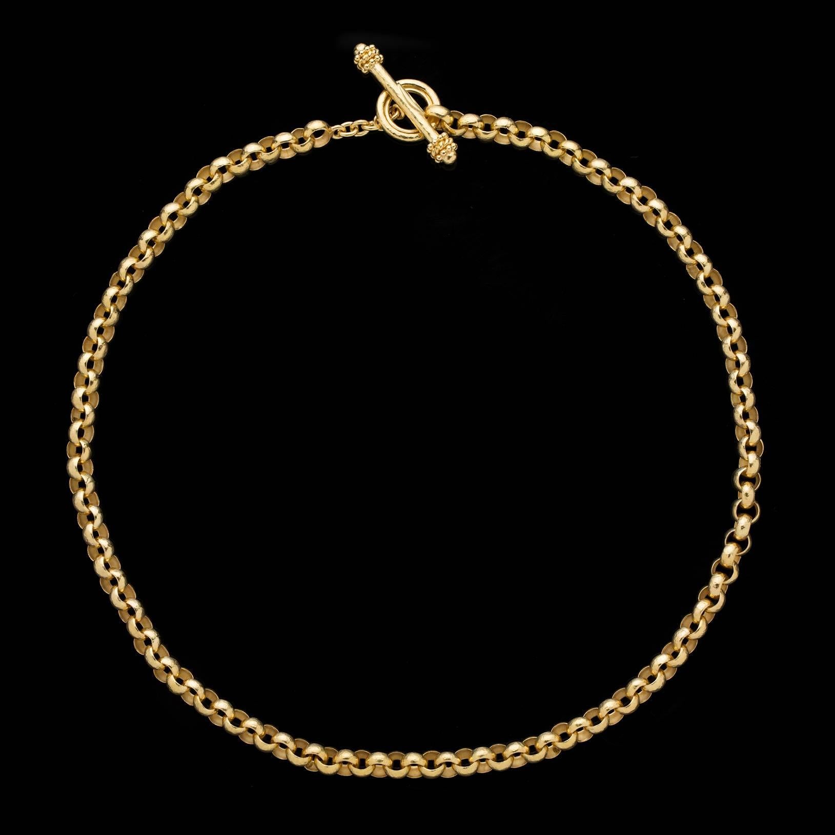 Elizabeth Locke 19Kt stamped Yellow Gold 18 inch Rolo Link Chain Necklace with a Toggle Closure.   This piece weighs 46.5 grams.