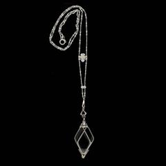 Sapphire Diamond Platinum Lorgnette Necklace