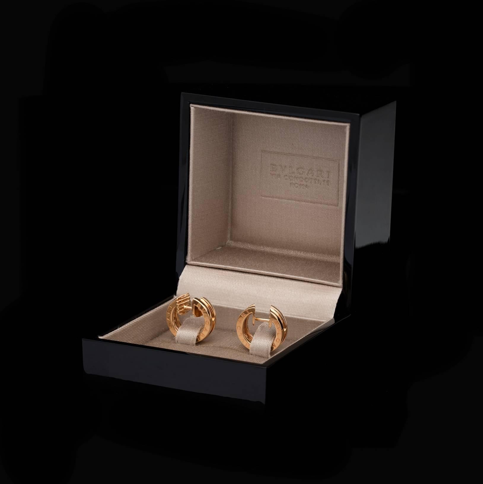 Bulgari B.Zero1 Rose Gold Diamond Small Hoop Earrings at 1stDibs ...