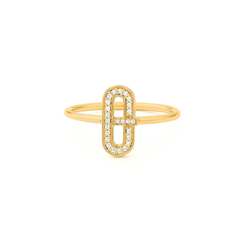 Dieser kühne und doch raffinierte Ring aus 18 Karat Gelbgold besticht durch sein ausgeprägtes geometrisches Design, das von 25 Diamanten im Brillantschliff akzentuiert wird. Das Gürtelschnallenmotiv setzt ein modernes Statement und bewahrt