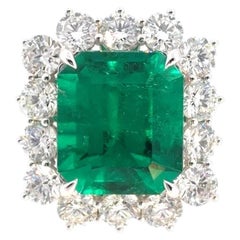 Smeraldo colombiano da 7,41 carati — Senza olio Certificato GRS e Gübelin Diamante VS da 2,80 carati