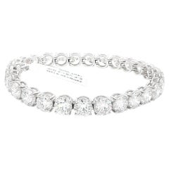 GIA Certified 20.41CTW Round Brilliant Diamond Tennis Bracelet in 14K White Gold