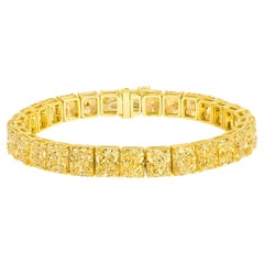 36.01CTW Fancy Yellow Diamond Tennis Bracelet in 18K Yellow Gold