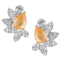 Ohrringe aus 18 Karat Weißgold mit gelbem Saphir und Naturdiamant-Akzenten