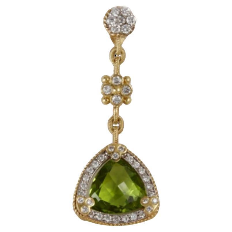 Boucles d'oreilles en or jaune 18K de style Stambolian avec péridot de 17,81 carats et diamants en vente