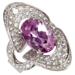 Extraordinary Elegance - Bague en topaze rose de 5,90ct et diamants de 2,50ct en 18kw