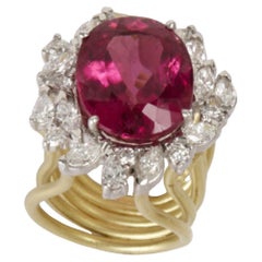 STAMBOLIAN– 19.20ct Pink Tourmaline Ring with 3.25ct Diamonds in 18K Yellow