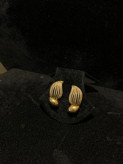 Mid-Century Modern 14K Yellow Gold Ropework Earrings