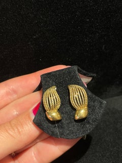 Mid-Century Modern 14K Yellow Gold Ropework Earrings