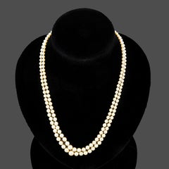 Cultured Pearl Necklace with Silver, Gold and Diamond Flower Clasp