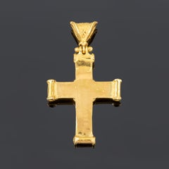 19.2K Yellow Gold Cross Pendant with Pearl and Glass Cabochons