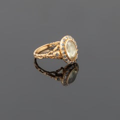 Vintage Portuguese 19.2K Yellow Gold Topaz and Moissanite Cluster Ring