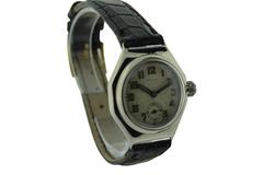 Rolex Nickle Silver Oyster Octagon Radium Dial Wristwatch Ref 2136