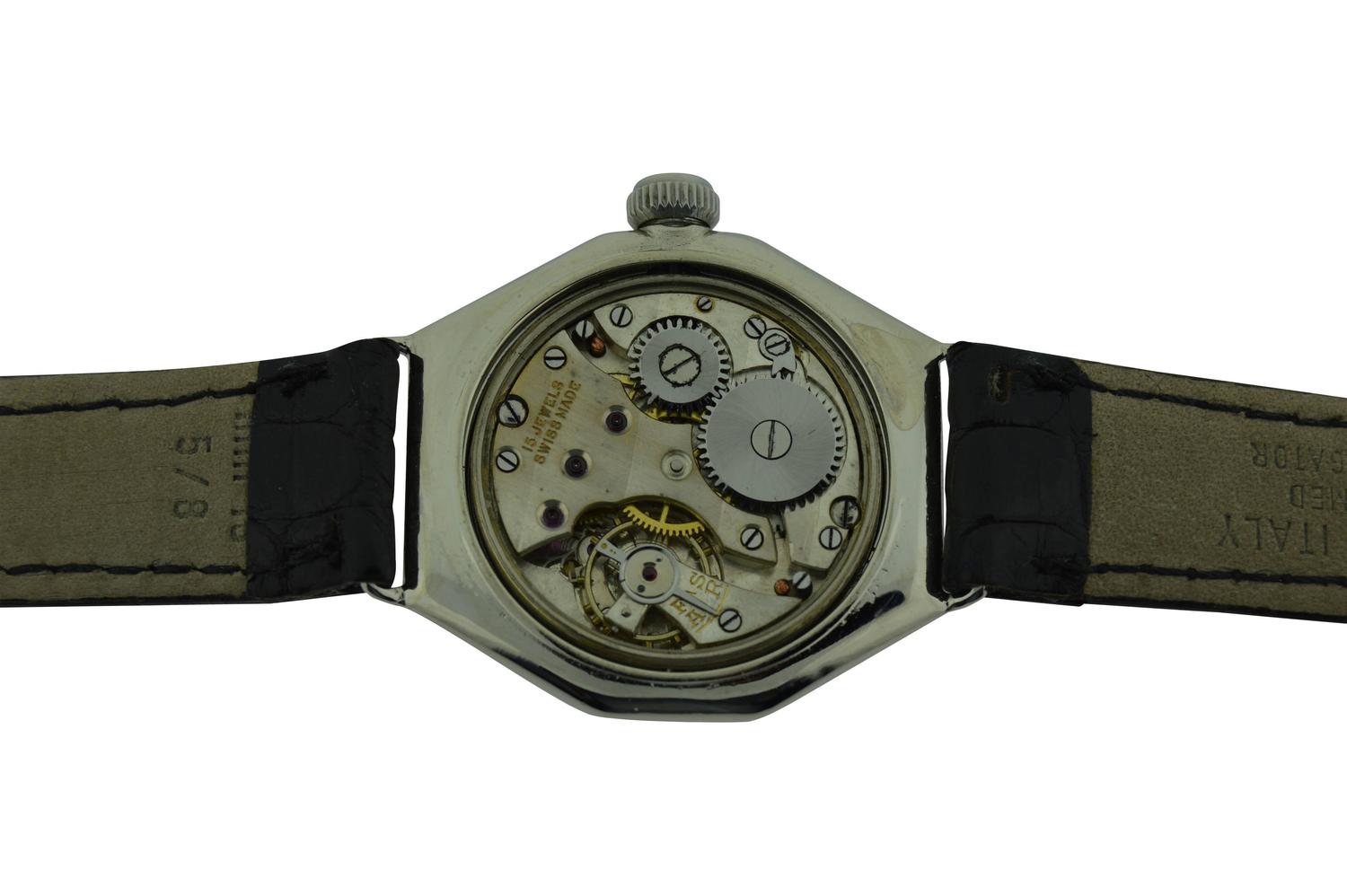 Rolex Nickle Silver Oyster Octagon Radium Dial Wristwatch Ref 2136 For