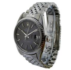 Rolex Stainless Steel Datejust Charcoal Dial Jubilee Bracelet Wristwatch