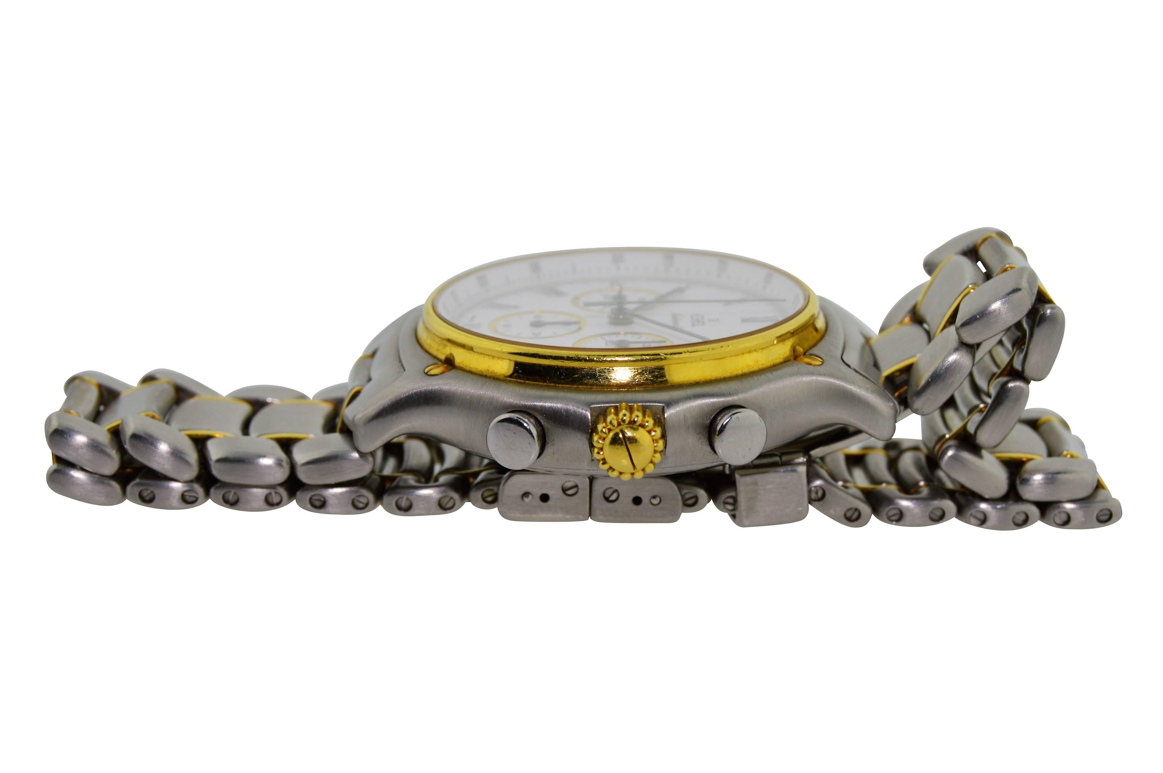 Ebel Yellow Gold Stainless Steel 640 Chronograph Automatic Wristwatch In Excellent Condition In Long Beach, CA