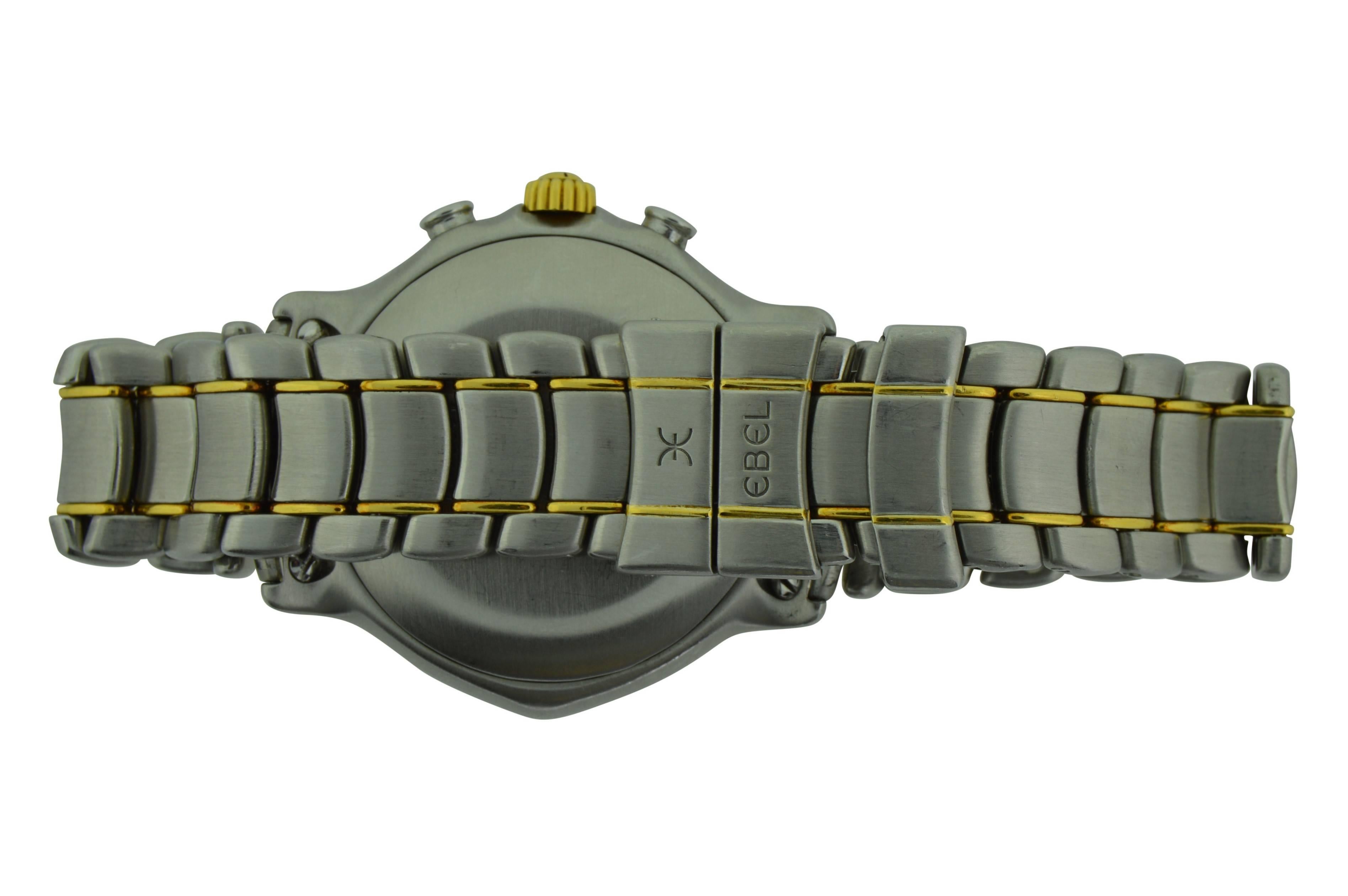 Women's or Men's Ebel Yellow Gold Stainless Steel 640 Chronograph Automatic Wristwatch