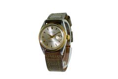 Rolex Yellow Gold Stainless Steel Early Datejust Patinated Dial Watch