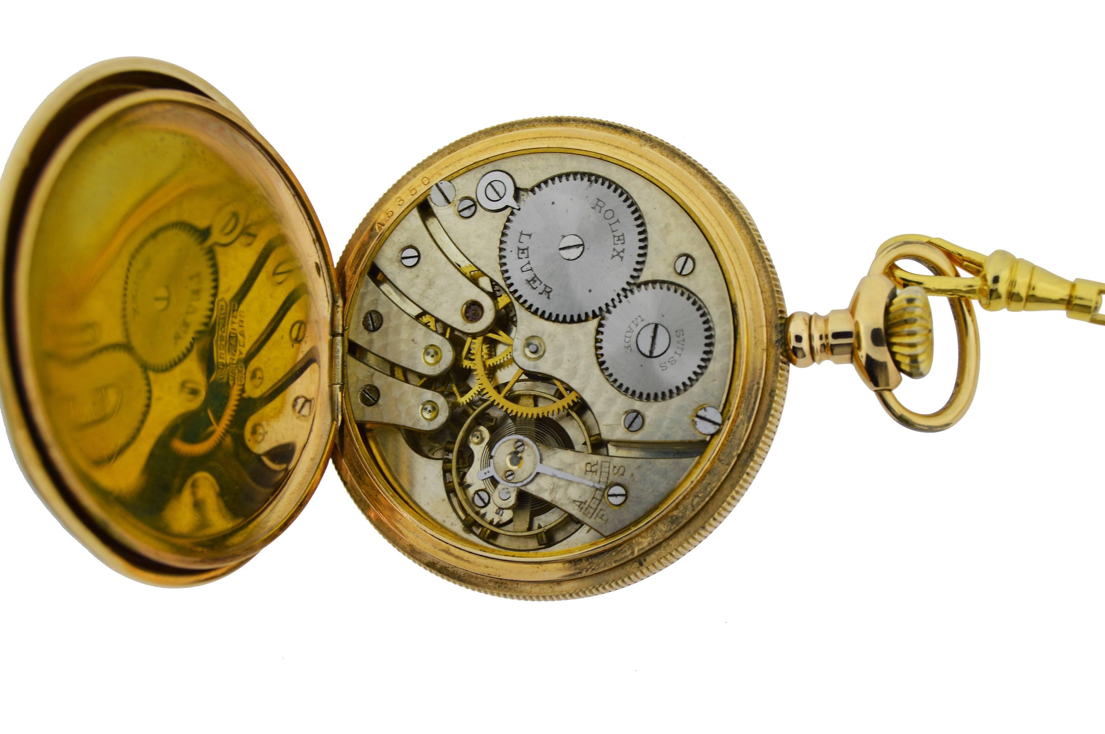 Rolex Yellow Gold Filled Open Faced Military Style Pocket Watch In Excellent Condition In Long Beach, CA