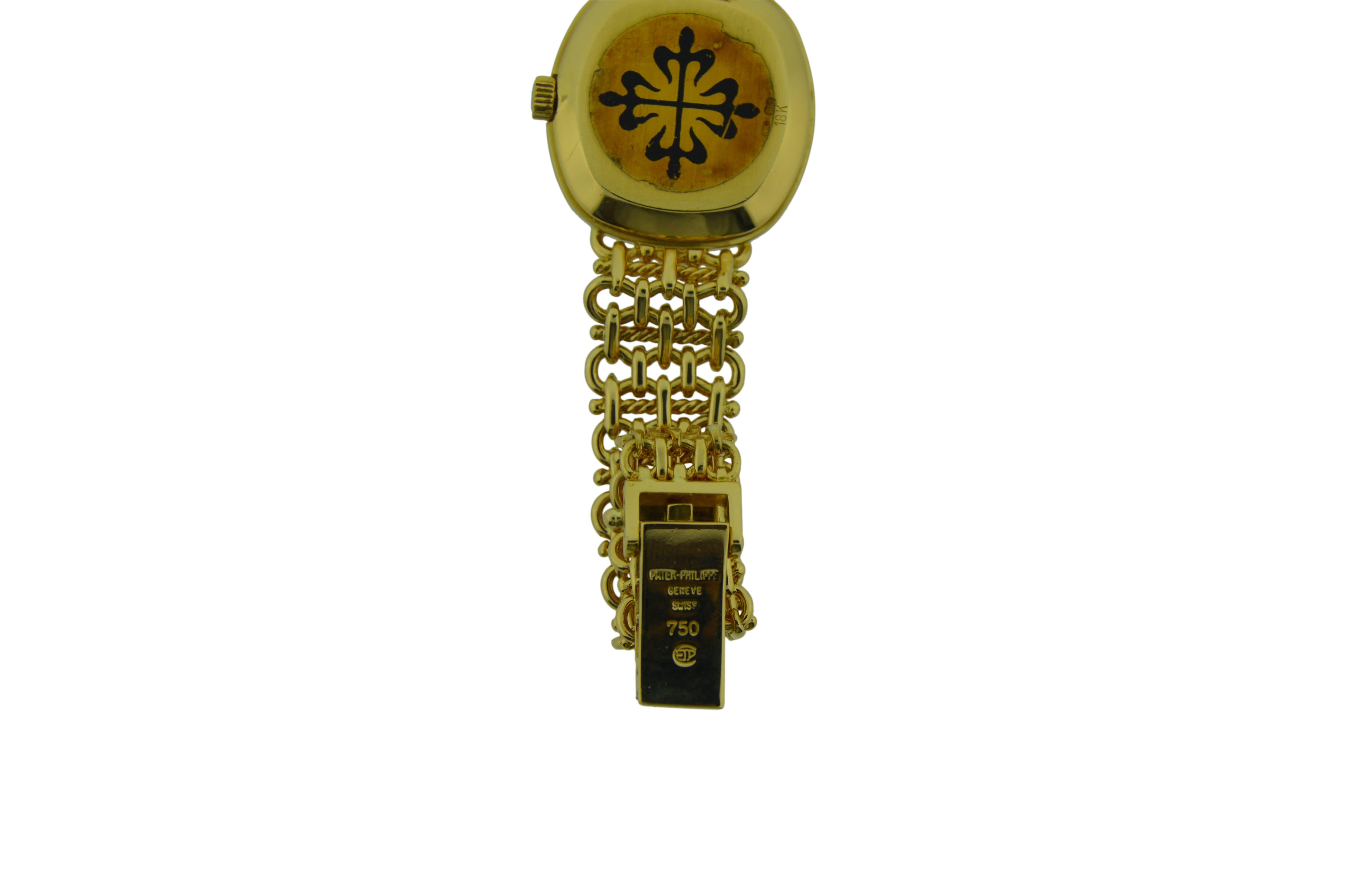 Patek Philippe Ladies Yellow Gold Bracelet Manual Wind Watch 1