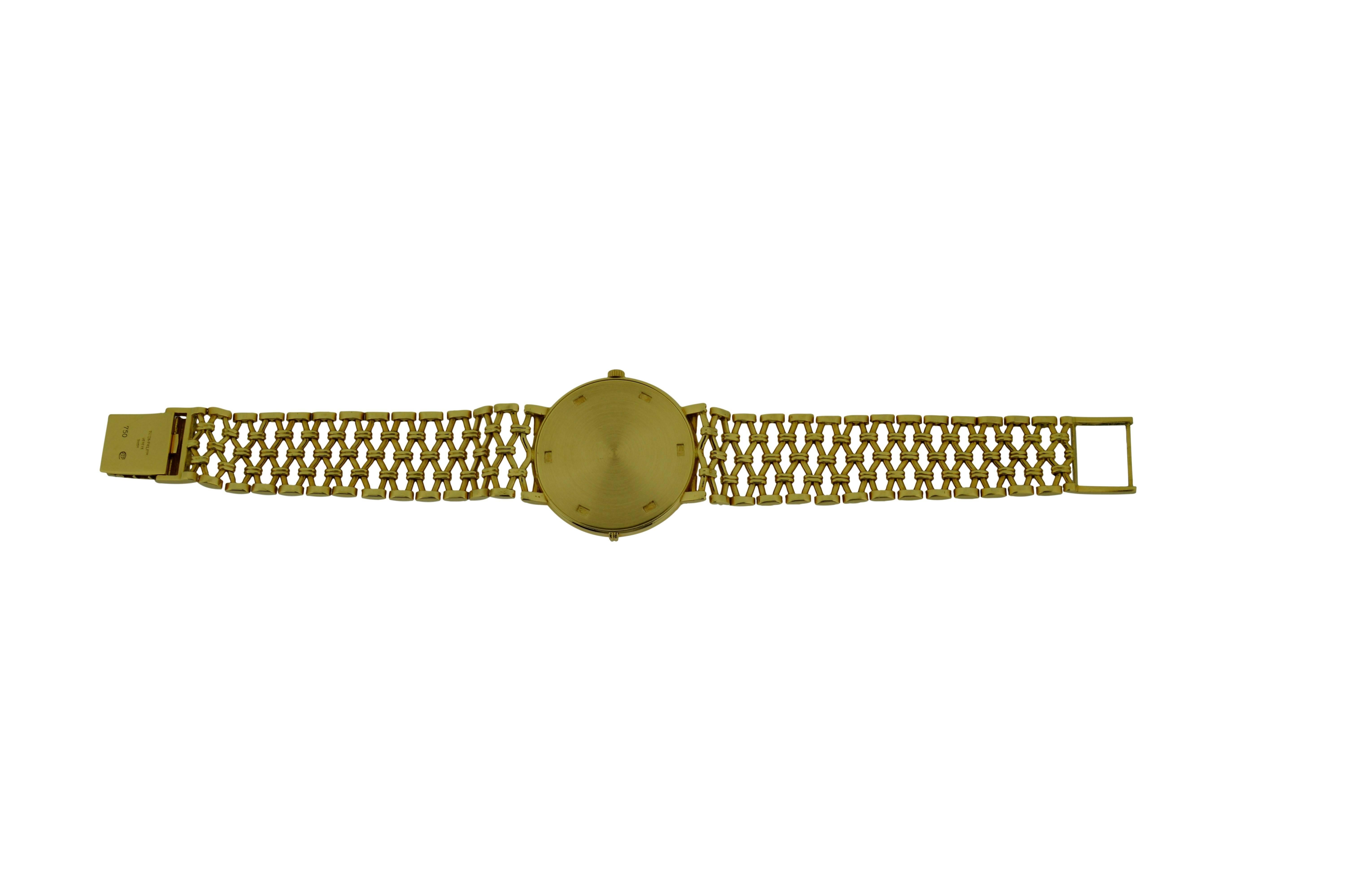Patek Philippe 18 Karat Yellow Gold Men's Screw Back Bracelet Wristwatch In Excellent Condition In Long Beach, CA