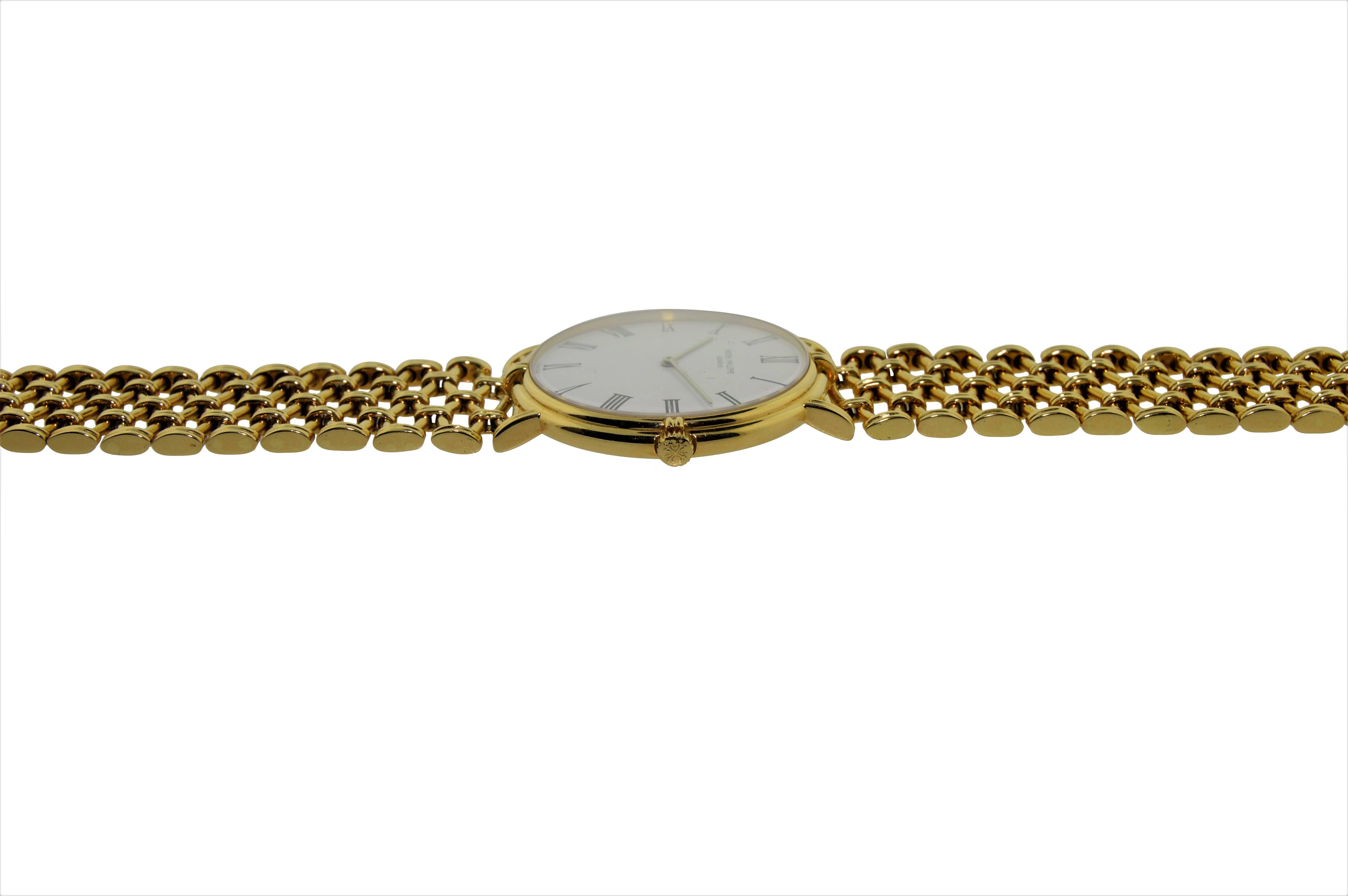 Patek Philippe 18 Karat Yellow Gold Men's Screw Back Bracelet Wristwatch 1