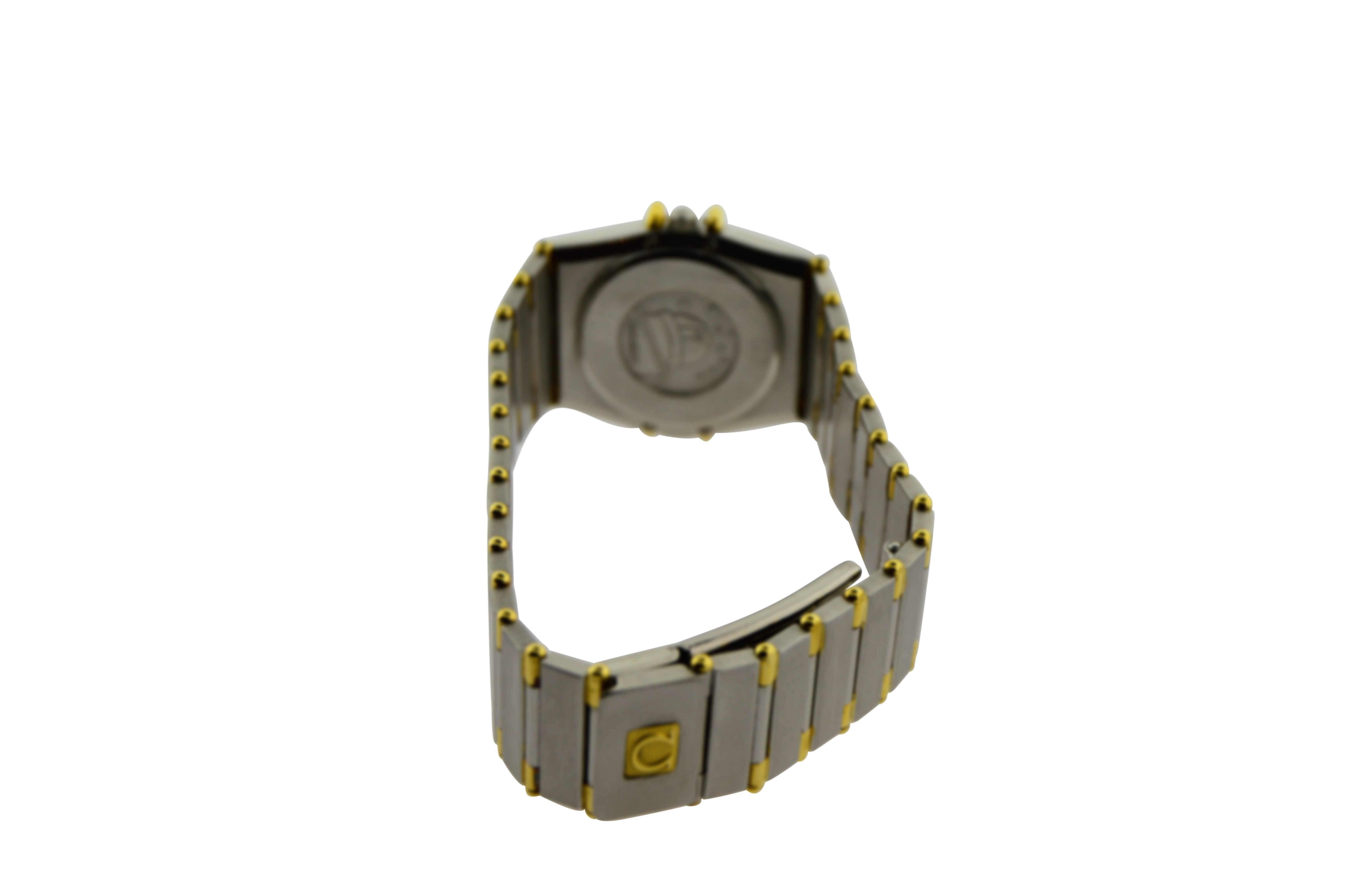 Omega Ladies Yellow Gold Stainless Steel Diamond Constellation Quartz Watch 1