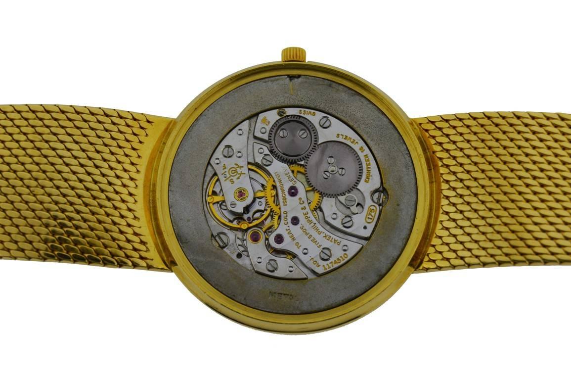 Patek Philippe Yellow Gold Ultra Thin Original Mesh Bracelet Manual Watch  1