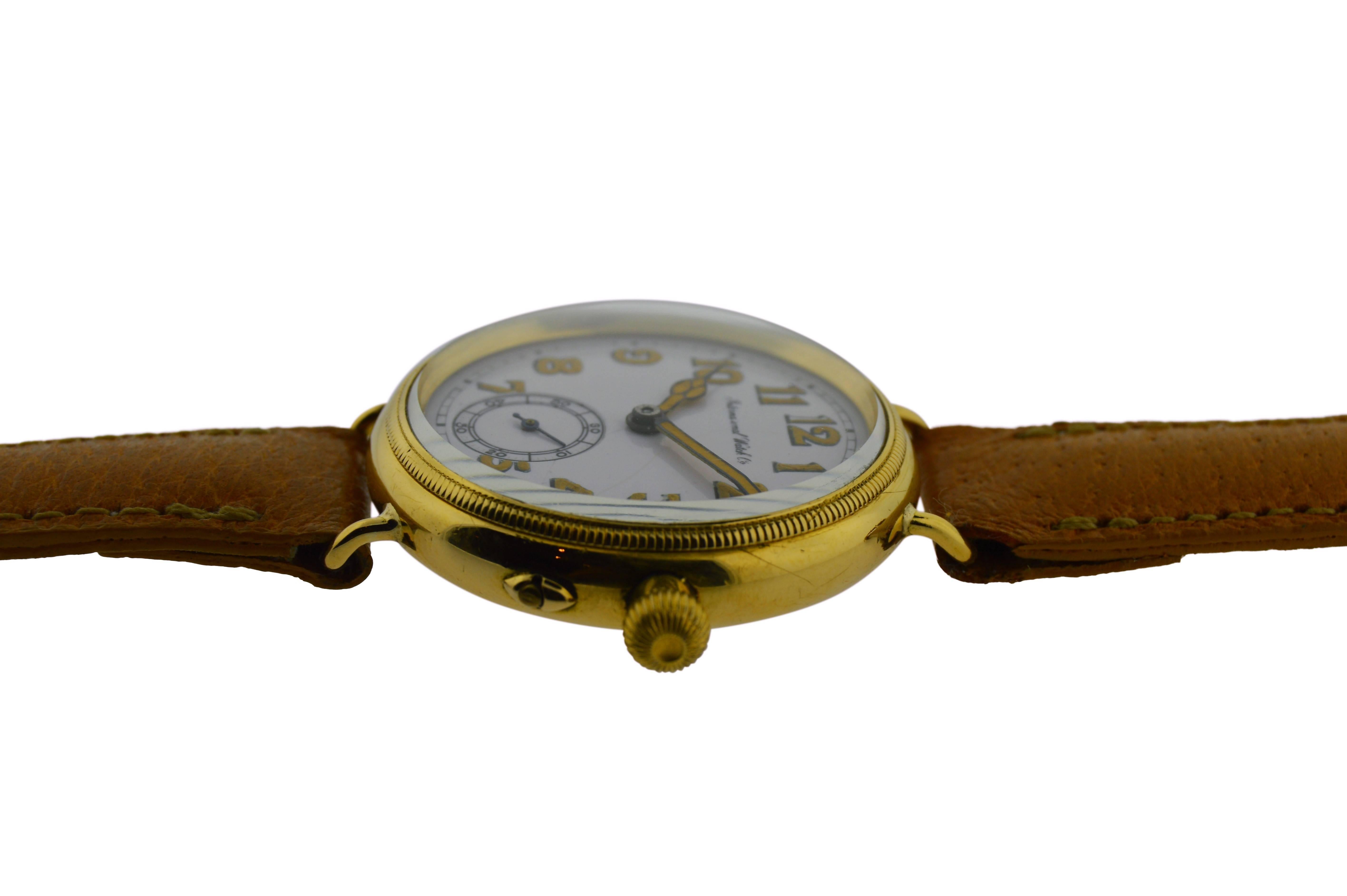 Art Deco I.W.C. Schaffhausen Yellow Gold WWI Military Campaign Style Manual Watch