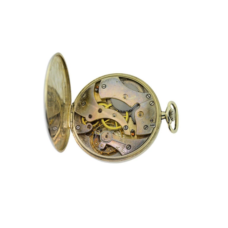 Eberhard and Co. Nickel Silver Open Faced Manual Pocket Watch, circa 1930 For Sale at 1stdibs