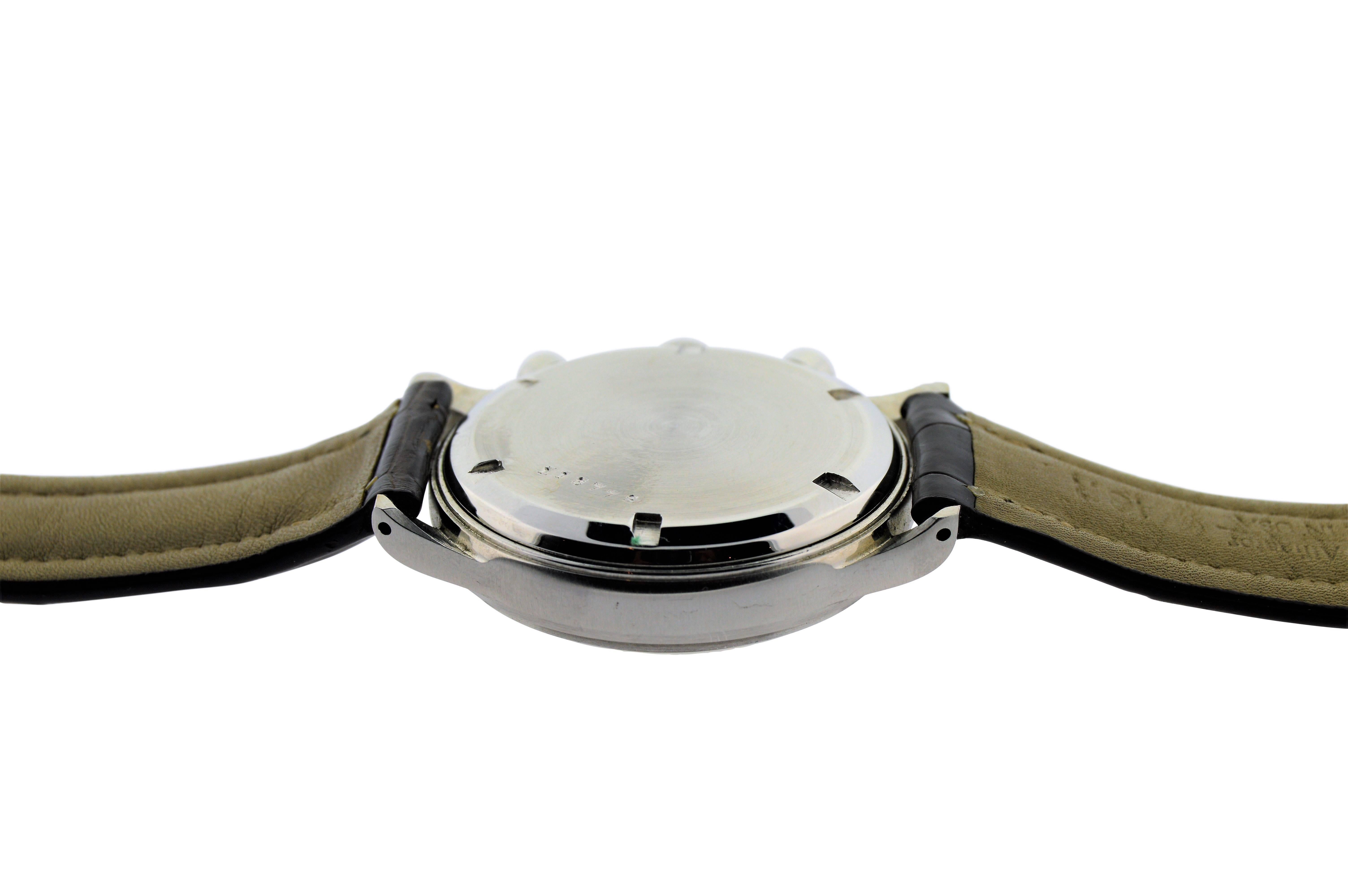 Heuer Stainless Steel Waterproof Three Register Chronograph Manual Watch 4