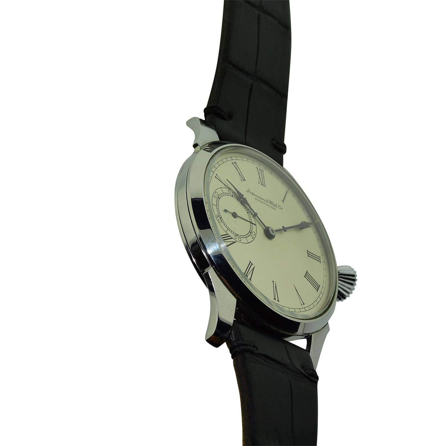 Art Deco I.W.C. Schaffhausen Stainless Steel Oversized Pocket Watch