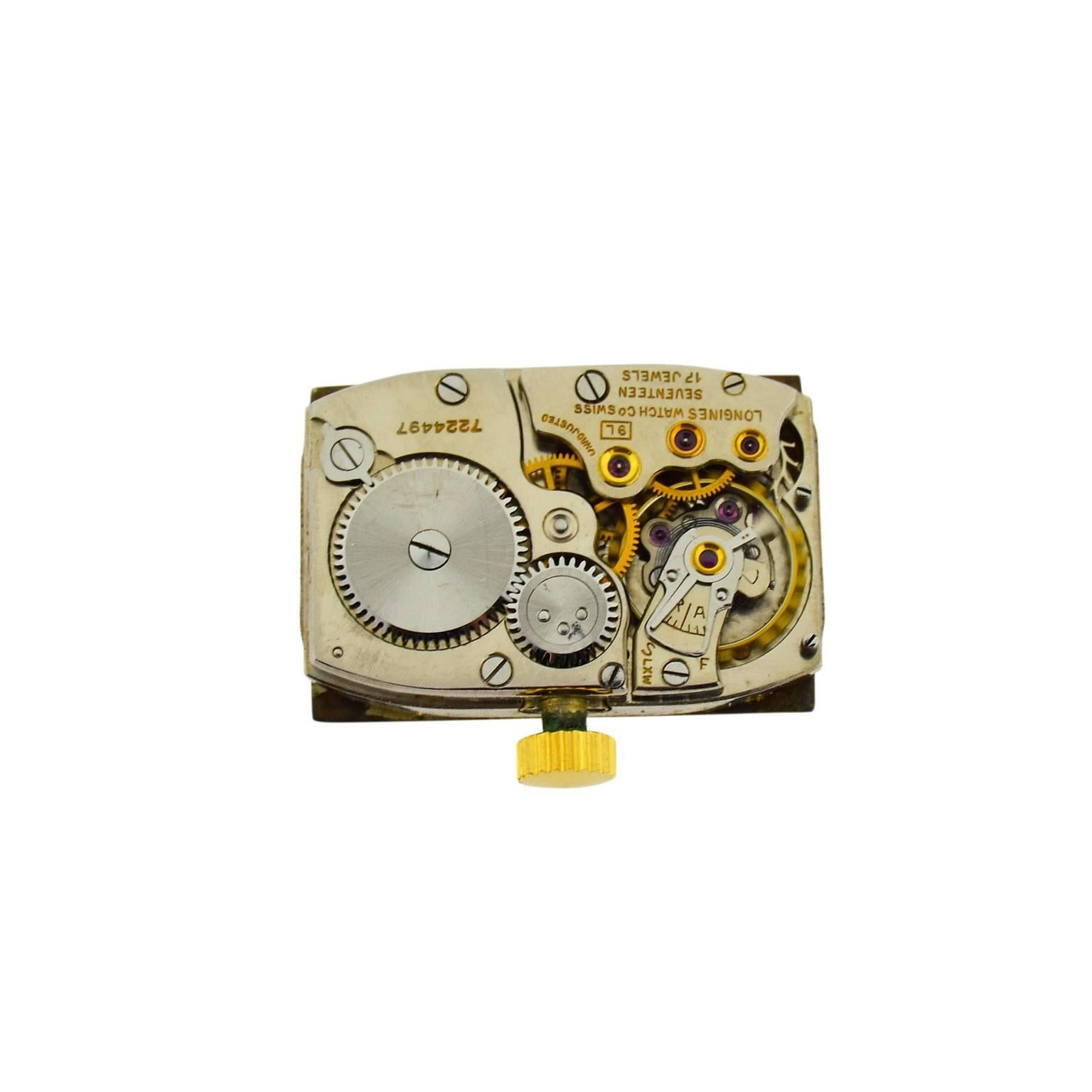 Longines Yellow Gold Art Deco Covered Lugs Manual Wind Wristwatch  2