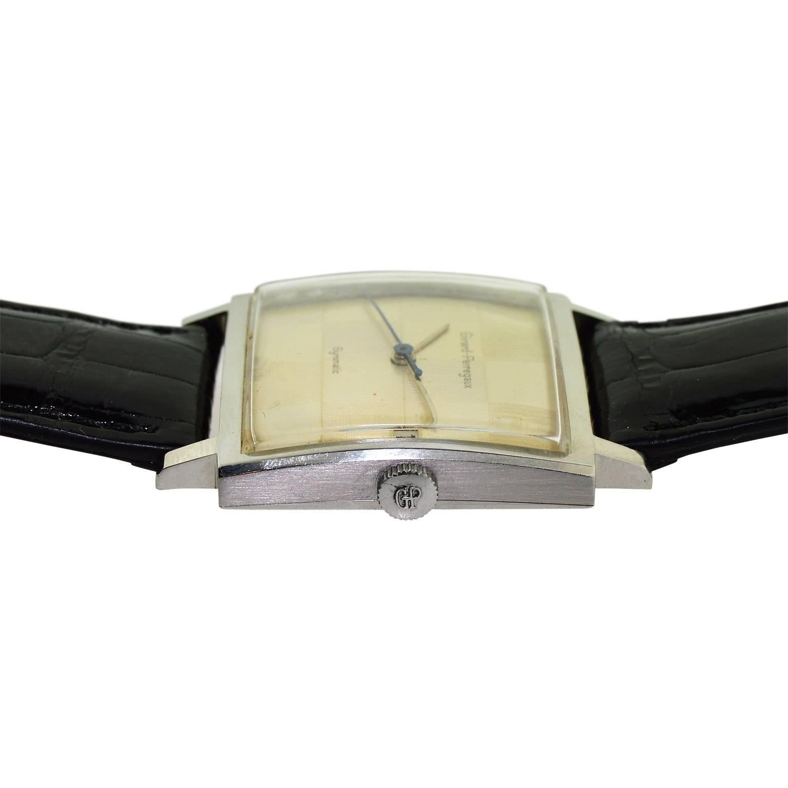 Girard Perregaux Stainless Steel Art Deco High Grade Automatic Watch In Excellent Condition In Long Beach, CA