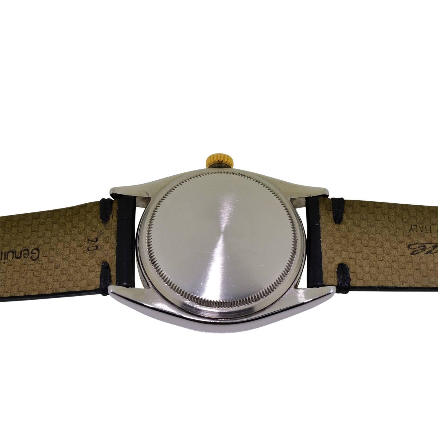 Rolex Rose Gold Stainless Steel Datejust Perpetual Wind Watch, circa 1955 3