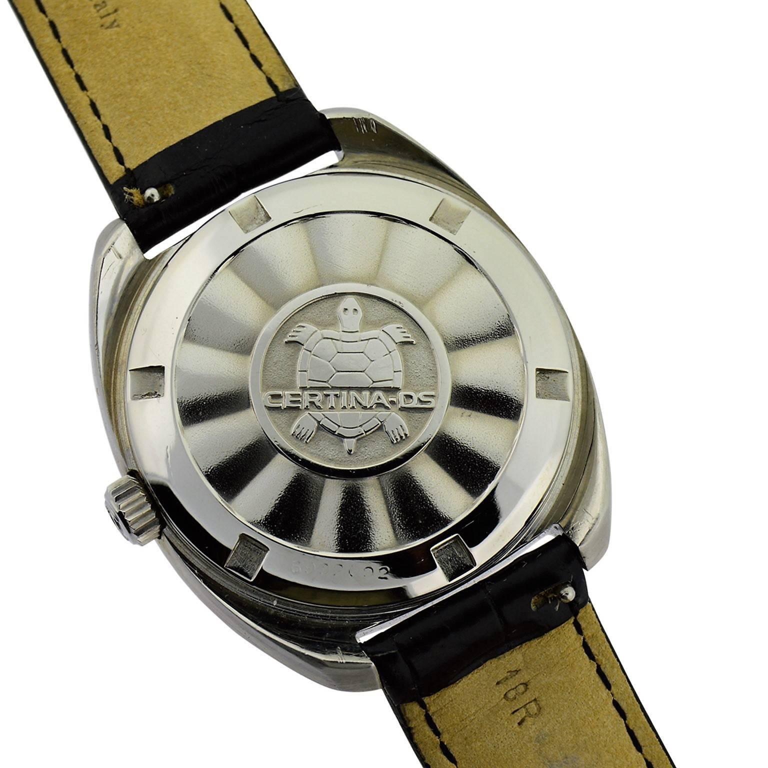 Certina Edelstahl-Uhr mit Selbstaufzug, ca. 1970er Jahre im Angebot 3