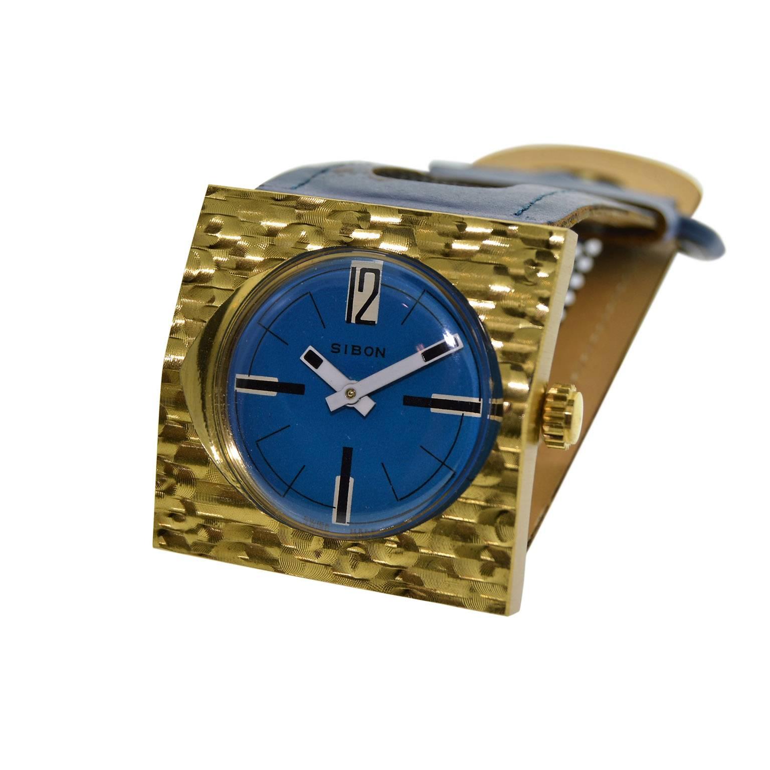 Sibon Gilt Bronze Prototype Manual Wind Watch, circa 1970 or 80's One of Five In New Condition In Long Beach, CA