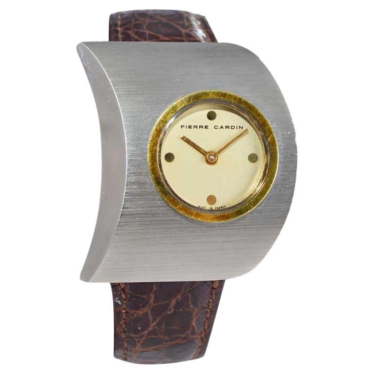 Pierre Cardin Jaeger-LeCoultre Stainless Steel Yellow Gold Moderne Watch For Sale