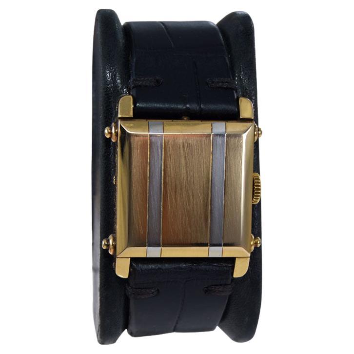 Tiffany & Co. Two Color Gold Hunters Case Covered Dial Watch, 1930s For Sale
