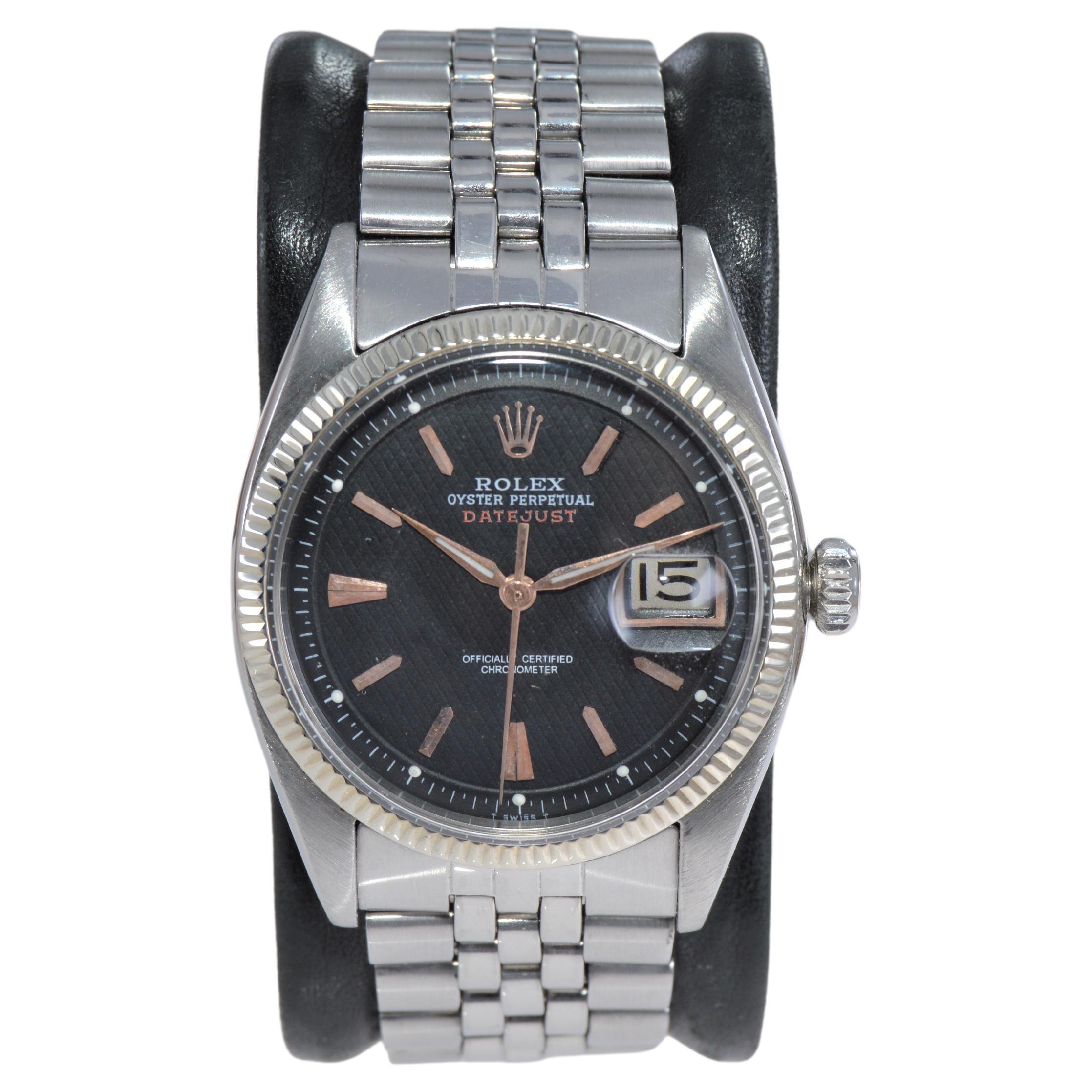 Moderne « Big Bubble » Datejust ancienne et rare en acier inoxydable de 1953 en vente